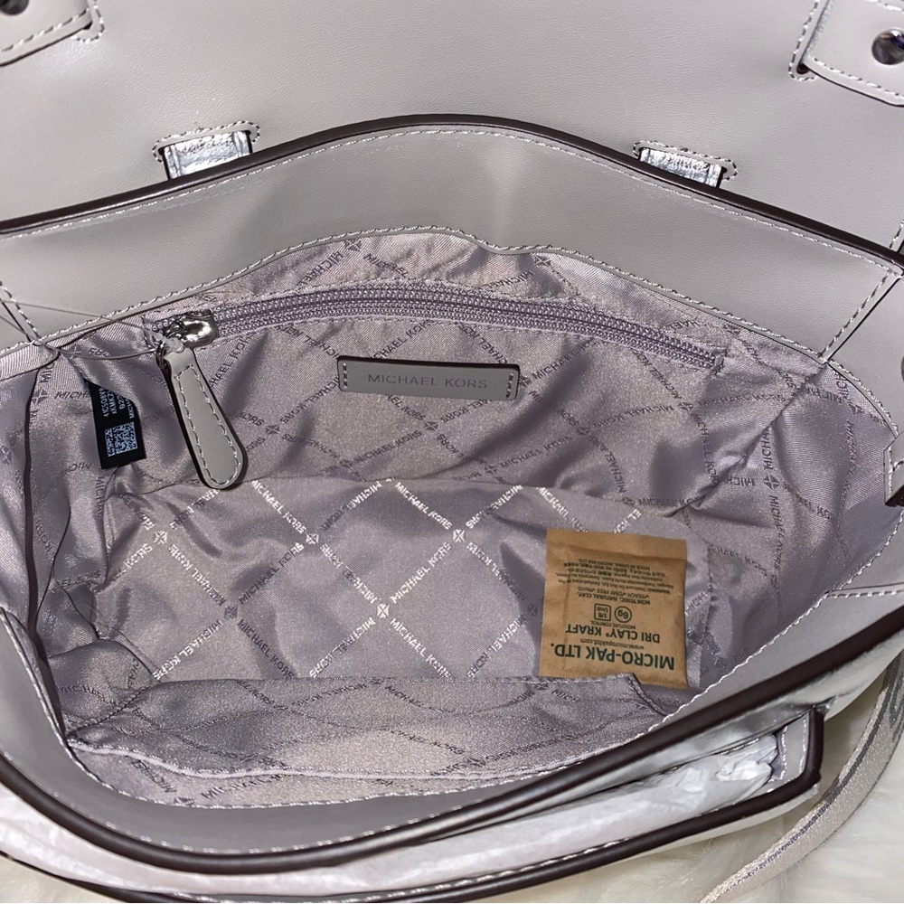 Michael Kors purse Manhattan Medium Metallic Satchel New - Picture 7 of 15